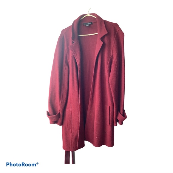 100%wool deep red sweater coat - Picture 2 of 7